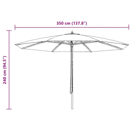 Trädgårdsparasoll med trästång terrakotta 350 cm