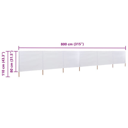 Vindskydd 6 paneler tyg 800x80 cm vit