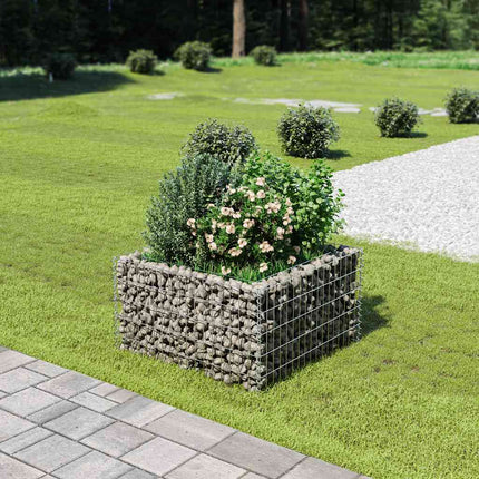 Planteringsgabion upphöjd galvaniserat stål 90x90x50 cm