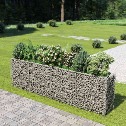 Planteringsgabion upphöjd galvaniserat stål 360x50x100 cm