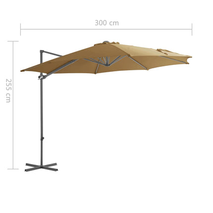 Frihängande trädgårdsparasoll med stålstång taupe 300 cm