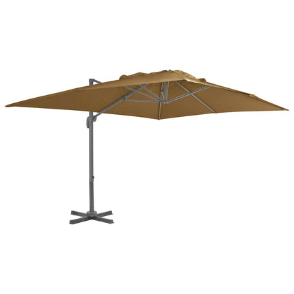 Fribärande trädgårdsparasoll med aluminiumstång 400x300 cm taupe