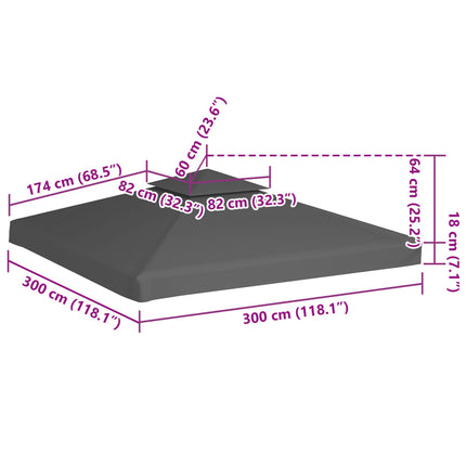 Paviljongtak med ventilering 310 g/m² 3x3 m taupe