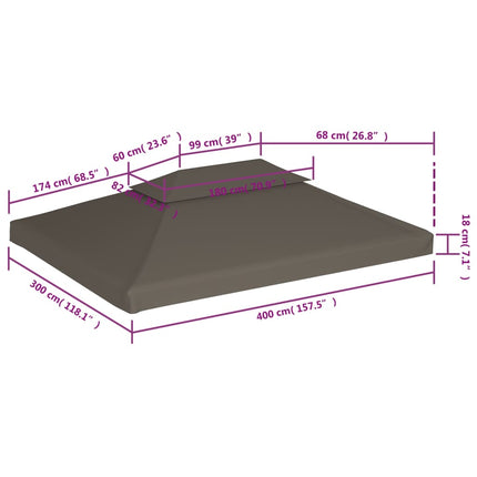 Paviljongtak med ventilering 310 g/m² 4x3 m taupe