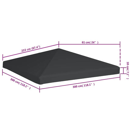 Paviljongtak 310 g/m² 3x3 m grå