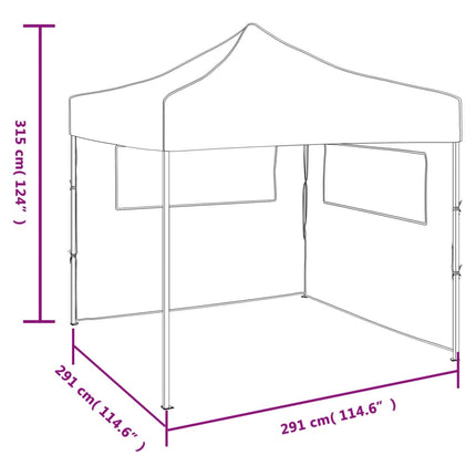 Hopfällbart tält med 2 väggar 3x3 m blå