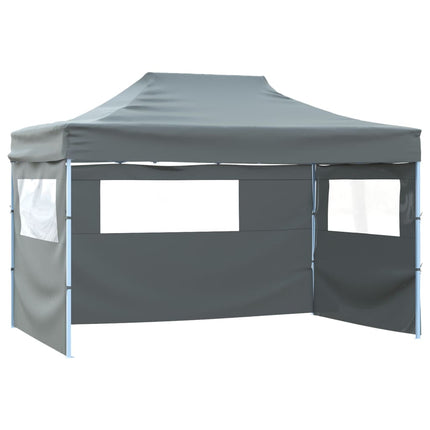 Hopfällbart tält med 3 väggar 431x291x315 cm antracit