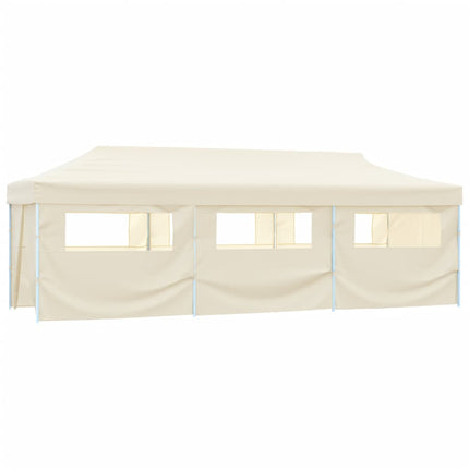 Pop-Up hopfällbart partytält med 8 sidoväggar gräddvit 870x291x315 cm