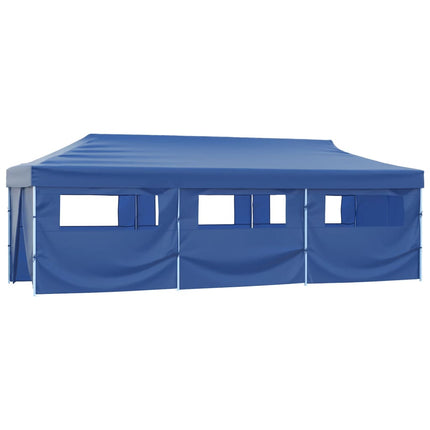 Pop-Up hopfällbart partytält med 8 sidoväggar blå 870x291x315 cm