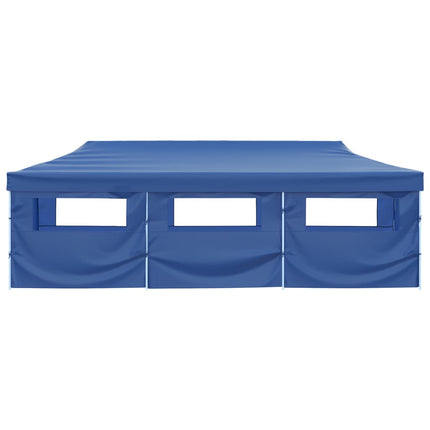Pop-Up hopfällbart partytält med 8 sidoväggar blå 870x291x315 cm