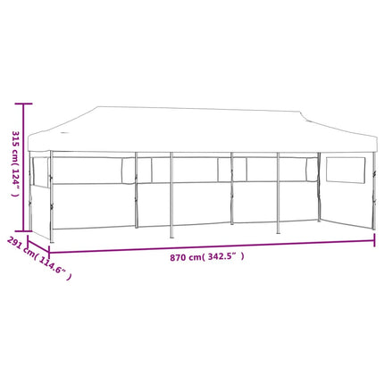 Pop-Up hopfällbart partytält med 5 sidoväggar 870x291x315 cm antracit