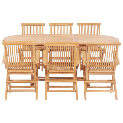 Matgrupp för trädgården 7 delar 150-200x100x75 cm teakträ