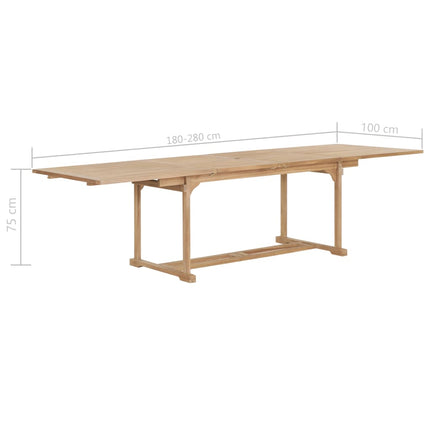 Trädgårdsbord utdragbart 180-280x100x75 cm massiv teak
