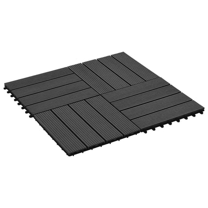 Terrassplattor 11 pcs Svart 30 x 30 cm WPC