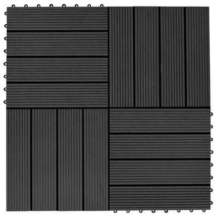 Terrassplattor 11 pcs Svart 30 x 30 cm WPC