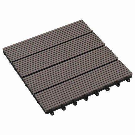 Terrassplattor 11 pcs Mörkbrun 30 x 30 cm WPC