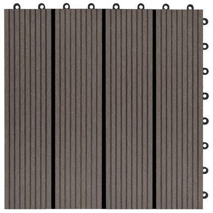 Terrassplattor 11 pcs Mörkbrun 30 x 30 cm WPC