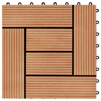 Terrassplattor 11 pcs Teak 30 x 30 cm WPC