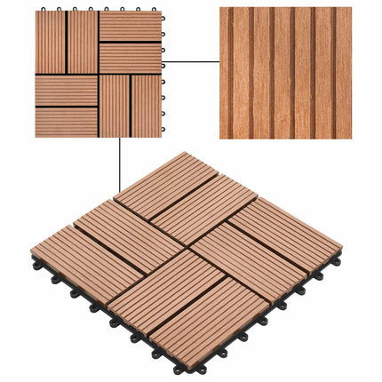 Terrassplattor 11 pcs Brun 30 x 30 cm WPC