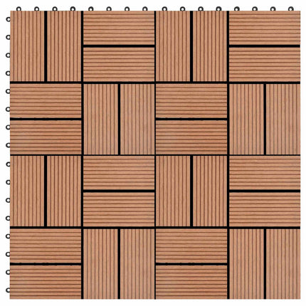 Terrassplattor 11 st Brun 30 x 30 cm WPC