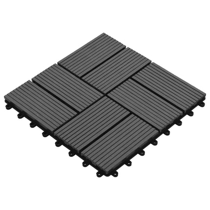 Terrassplattor 11 pcs Grå 30 x 30 cm WPC
