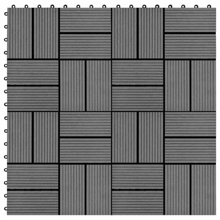 Terrassplattor 11 st Grå 30 x 30 cm WPC