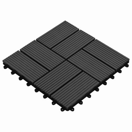 Terrassplattor 11 pcs Svart 30 x 30 cm WPC