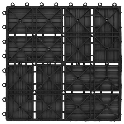Terrassplattor 11 pcs Svart 30 x 30 cm WPC