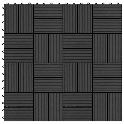 Terrassplattor 11 st Svart 30 x 30 cm WPC