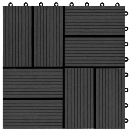 Terrassplattor 11 pcs Svart 30 x 30 cm WPC