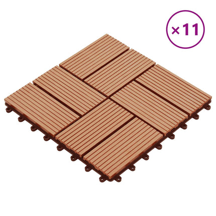 Terrassplattor 11 pcs Teak 30 x 30 cm WPC