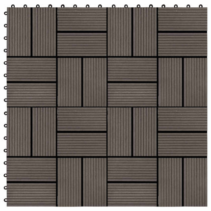 Terrassplattor 11 pcs Mörkbrun 30 x 30 cm WPC