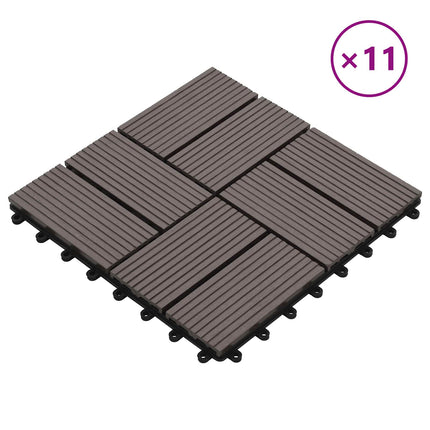 Terrassplattor 11 pcs Mörkbrun 30 x 30 cm WPC