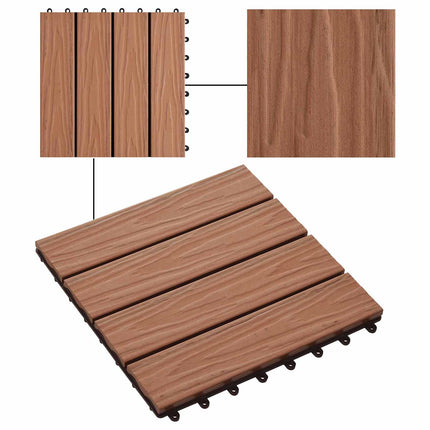 Terrassplattor 3D-design 11 pcs Ljusbrun 30 x 30 cm WPC