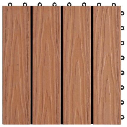 Terrassplattor 3D-design 11 pcs Ljusbrun 30 x 30 cm WPC