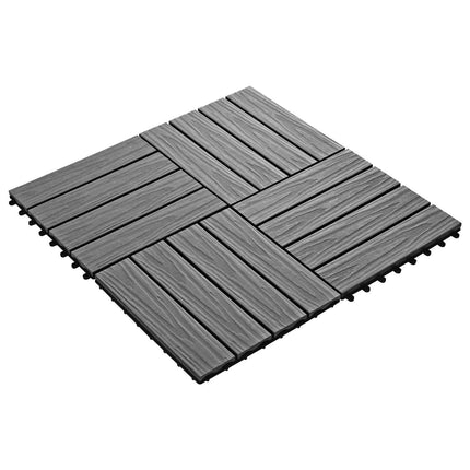 Terrassplattor 3D-design 11 pcs Grå 30 x 30 cm WPC