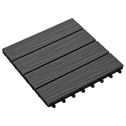 Terrassplattor 3D-design 11 st Svart 30 x 30 cm WPC