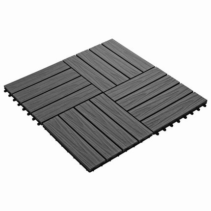 Terrassplattor 3D-design 11 pcs Svart 30 x 30 cm WPC
