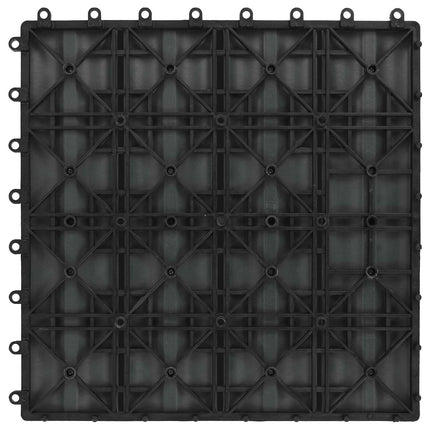 Terrassplattor 3D-design 11 pcs Svart 30 x 30 cm WPC