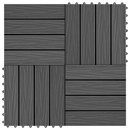 Terrassplattor 3D-design 11 pcs Svart 30 x 30 cm WPC