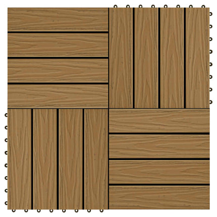 Terrassplattor 3D-design 11 pcs Teak 30 x 30 cm WPC
