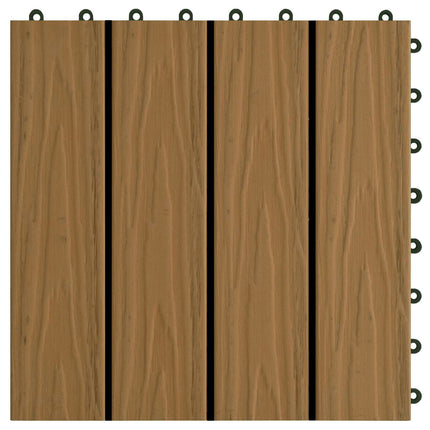 Terrassplattor 3D-design 11 st Teak 30 x 30 cm WPC