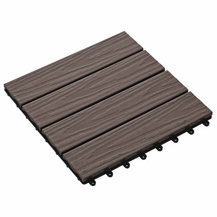 Terrassplattor 3D-design 11 pcs Mörkbrun 30 x 30 cm WPC