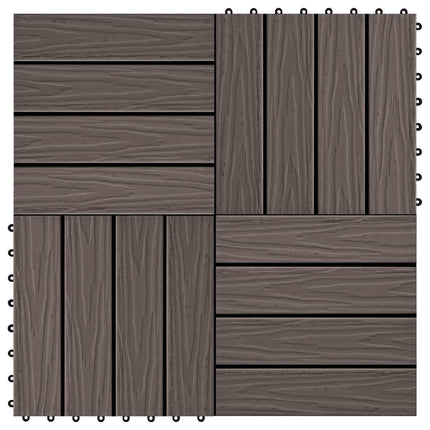 Terrassplattor 3D-design 11 pcs Mörkbrun 30 x 30 cm WPC
