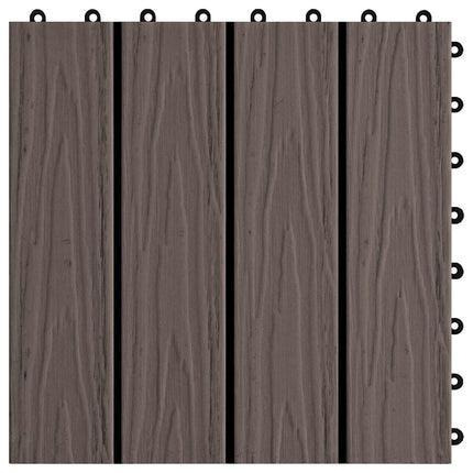 Terrassplattor 3D-design 11 pcs Mörkbrun 30 x 30 cm WPC
