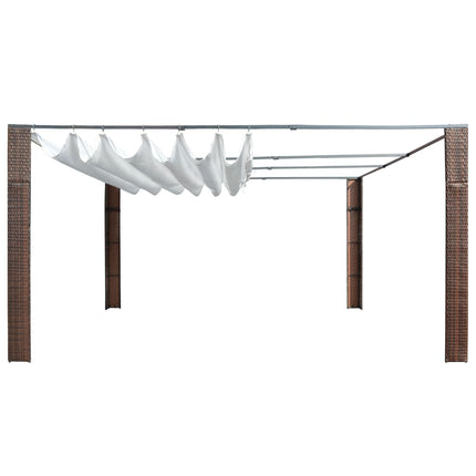 Paviljong med tak konstrotting 400x400x200 cm brun och gräddvit