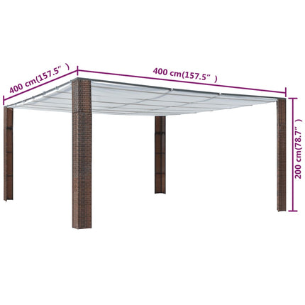 Paviljong med tak konstrotting 400x400x200 cm brun och gräddvit