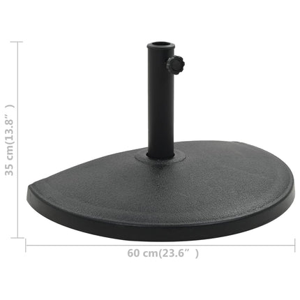 Parasollfot halvrund polyresin 15 kg svart