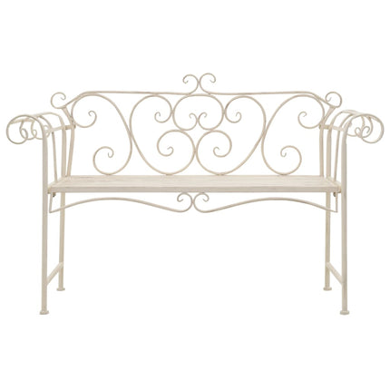 Trädgårdsbänk 132 cm metall antikvit