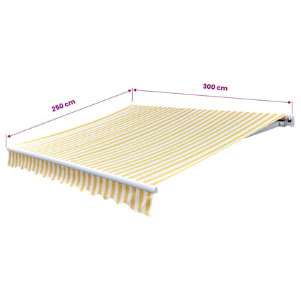 Markis manuellt infällbar 300 cm gul/vit